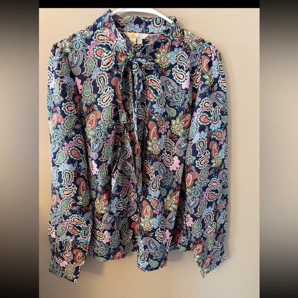 Boden paisley silk tie neck blouse size 10 new with tags. T1015 - Picture 2 of 4